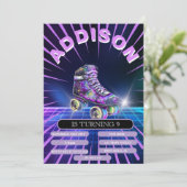 Neon Roller Schaats Uitnodigingskaart Kaart (Staand voorkant)