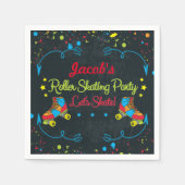 Neon Roller Schaats Verjaardag servetten (Voorkant)