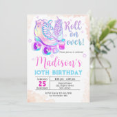 Neon Roller-schaats Verjaardagsuitnodiging Kaart (Staand voorkant)