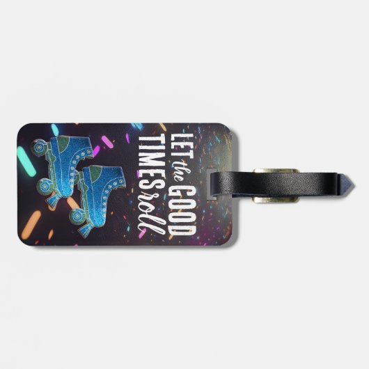 Neon Roller Schaatsen Disco Dance Party Vibes Bagagelabel (Achterkant horizontaal)