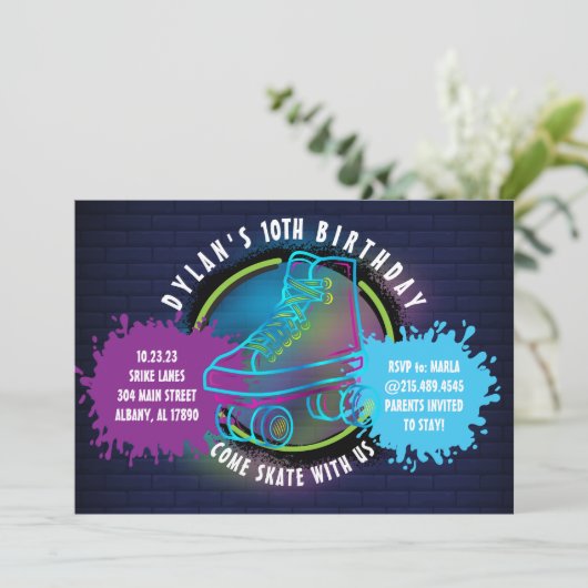 NEON ROLLER SCHAATSEN GLOED NEON GROEN Verjaardags (Staand voorkant)