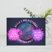 NEON ROLLER SCHAATSEN GLOED NEON ROZE Verjaardagsf (Staand voorkant)