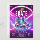 Neon Roller Skate Birthday Kaart (Voorkant)