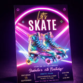 Neon Roller Skate Verjaardag Kaart