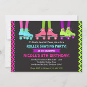 Neon Roller Skating Invitation Kaart (Voorkant)
