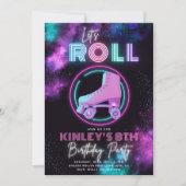 Neon Roller Skating Invitation | SCHAATS Kaart (Voorkant)