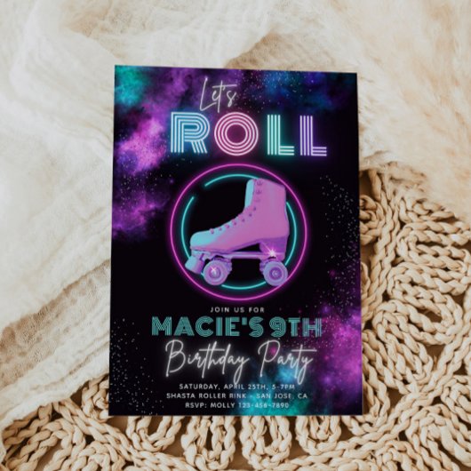 Neon Roller Skating Invitation | SCHAATS Kaart