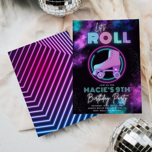 Neon Roller Skating Invitation | SCHAATS Kaart