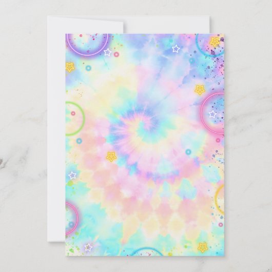 Neon Roller Tie Dye Schaats 10e verjaardag Uitnodi Kaart (Achterkant)