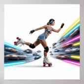 Neon Rollerblader Urban Art Design Poster (Voorkant)