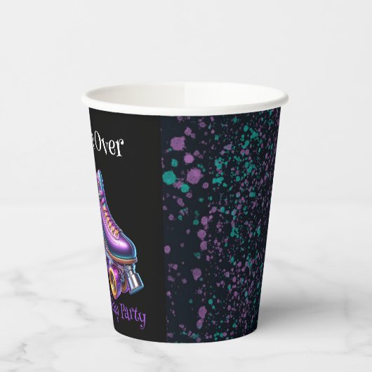 Neon Rollerskate Verjaardagsfeest Custom Papieren Bekers (Links)