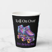 Neon Rollerskate Verjaardagsfeest Custom Papieren Bekers (Voorkant)