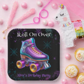 Neon Rollerskate Verjaardagsfeest Custom Papieren Bordje (Feest)