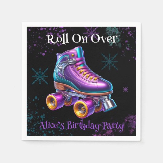 Neon Rollerskate Verjaardagsfeest Custom Servet (Voorkant)