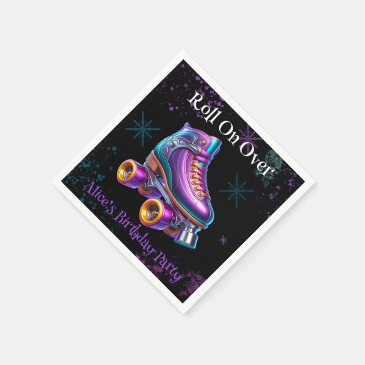 Neon Rollerskate Verjaardagsfeest Custom Servet (Hoek)