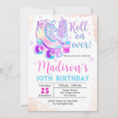 Neon Rollerskating Birthday Uitnodiging (Voorkant)