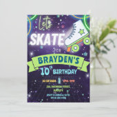Neon Rolschaatsen Glow Verjaardag Jongen Kaart (Staand voorkant)