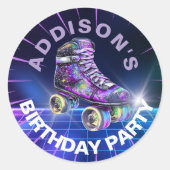 Neon Rolschaatspartij Ronde Sticker (Voorkant)