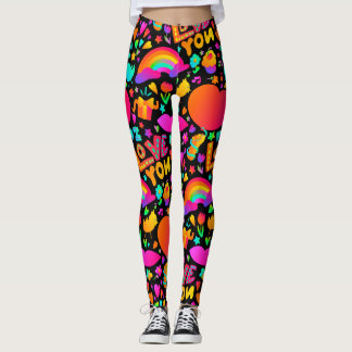 Neon romantisch patroon leggings