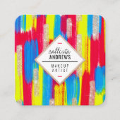 Neon Rood Blauw Geel Goud Glitter Paint Make-up Vierkante Visitekaartje (Voorkant)