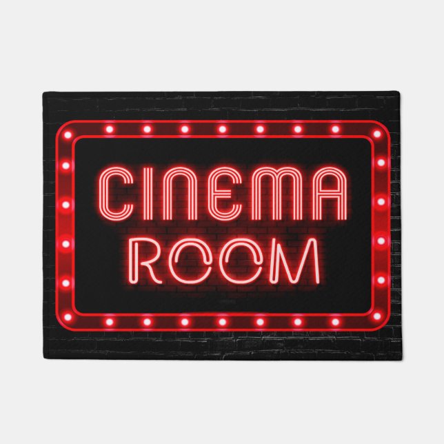 Neon Rood effect Home Cinema Room deurmat (Voorkant)