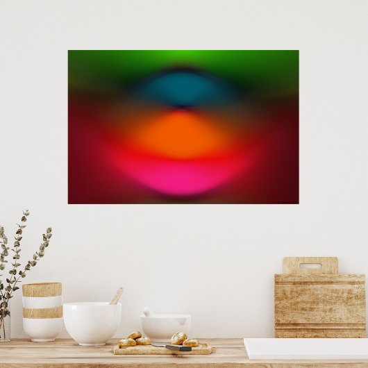 Neon Rood Roze Sinaasappel Groen Abstract Poster (Keuken)