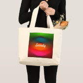 Neon Rood, Roze, Sinaasappel, Groen Voeg naam toe Grote Tote Bag (Voorkant (product))