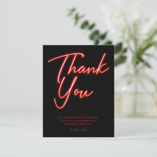 Neon rood Sinaasappel gloed dank u Kaart (Staand voorkant)