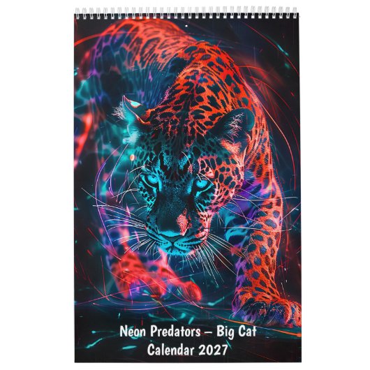 Neon Roofdieren – Kalender met Grote Katachtigen (Hoes)