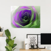 Neon Roos foto Poster (Thuiskantoor)