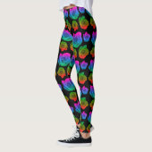 Neon roos patroon zwarte leggings (Links)