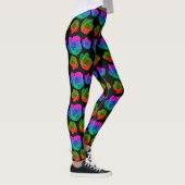 Neon roos patroon zwarte leggings (Rechts)