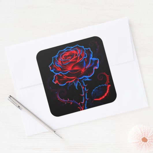 Neon Roos Sticker (Envelop)