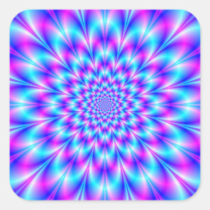 Neon Rosette in Blauw en Roze Vierkante Sticker