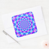 Neon Rosette in Blauw en Roze Vierkante Sticker (Envelop)