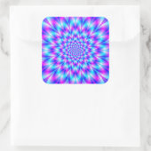 Neon Rosette in Blauw en Roze Vierkante Sticker (Tas)