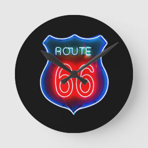 Neon Route 66 Sign Ronde Klok