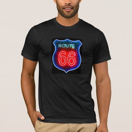 Neon Route 66 Sign T-shirt (Voorkant)