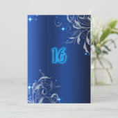 Neon, Royal Blue, Custom Sweet Sixteen Uitnodiging (Staand voorkant)