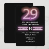 Neon Roze 29e Verjaardagsfeestuitnodiging Kaart (Voorkant / Achterkant)