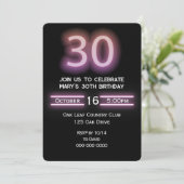 Neon roze 30ste verjaardagsfeest kaart (Staand voorkant)