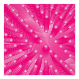 Neon Roze 3D Tunnel Illusie Abstracte Kunst Perfect Poster