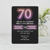 Neon roze 70ste verjaardagsfeestje kaart (Staand voorkant)