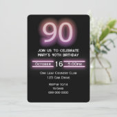 Neon Roze 90ste Verjaardagsfeest Kaart (Staand voorkant)