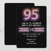 Neon Roze 95e Verjaardagsfeest Kaart (Voorkant / Achterkant)