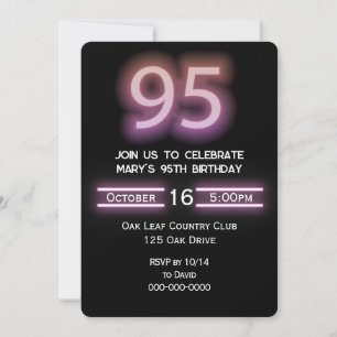 Neon Roze 95e Verjaardagsfeest Kaart
