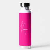 Neon Roze | Aangepaste monogram scriptnaam Stijlvo Waterfles (Links)