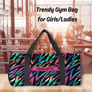 Neon roze Abstract grunge strepen meisjes sport Plunjezak