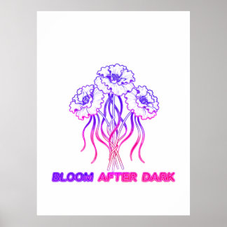 Neon Roze Abstracte Bloeiende Bloemen - Trendy BoP Poster