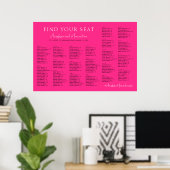 Neon Roze Basis Bruiloft Alfabetische Zitting Graf Poster (Thuiskantoor)